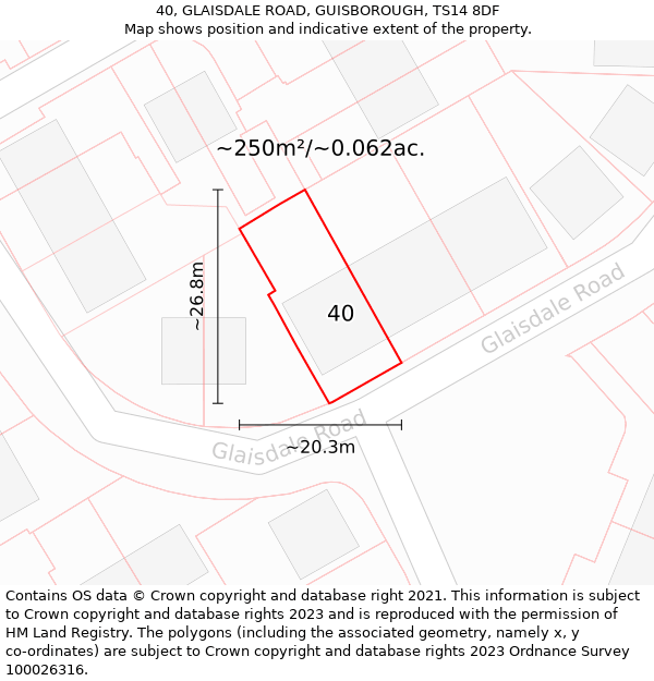 40, GLAISDALE ROAD, GUISBOROUGH, TS14 8DF: Plot and title map