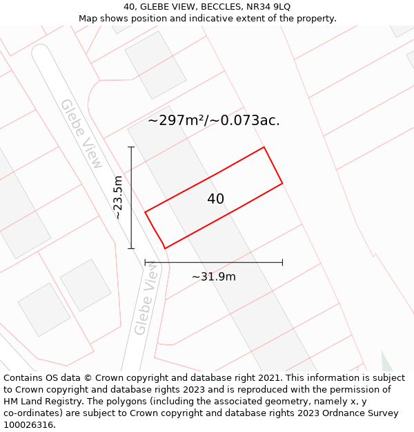 40, GLEBE VIEW, BECCLES, NR34 9LQ: Plot and title map