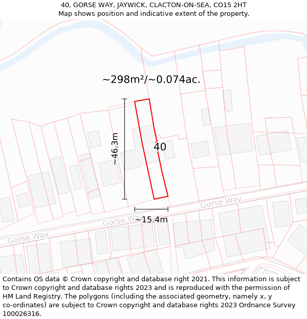 40, GORSE WAY, JAYWICK, CLACTON-ON-SEA, CO15 2HT: Plot and title map
