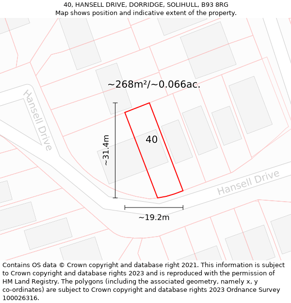 40, HANSELL DRIVE, DORRIDGE, SOLIHULL, B93 8RG: Plot and title map