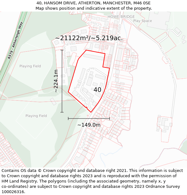 40, HANSOM DRIVE, ATHERTON, MANCHESTER, M46 0SE: Plot and title map
