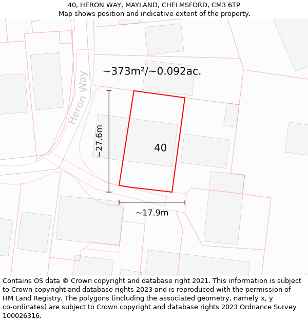 40, HERON WAY, MAYLAND, CHELMSFORD, CM3 6TP: Plot and title map