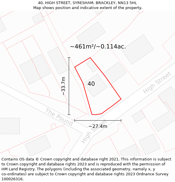 40, HIGH STREET, SYRESHAM, BRACKLEY, NN13 5HL: Plot and title map