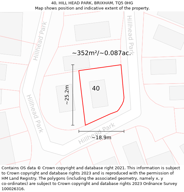 40, HILL HEAD PARK, BRIXHAM, TQ5 0HG: Plot and title map