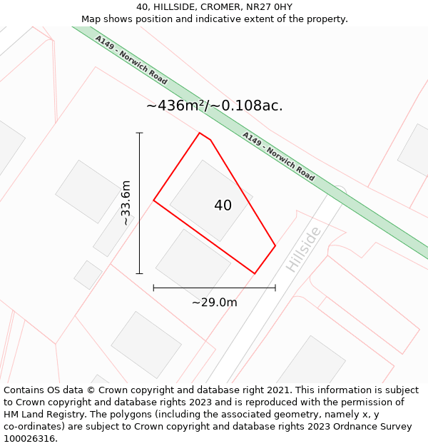 40, HILLSIDE, CROMER, NR27 0HY: Plot and title map