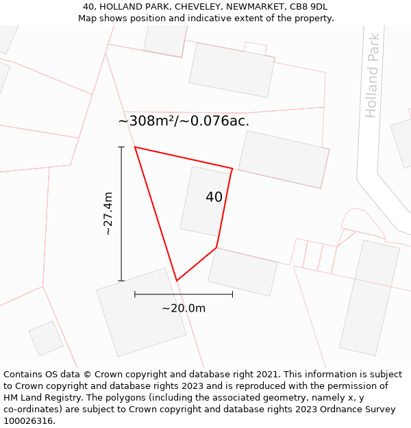 40, HOLLAND PARK, CHEVELEY, NEWMARKET, CB8 9DL: Plot and title map