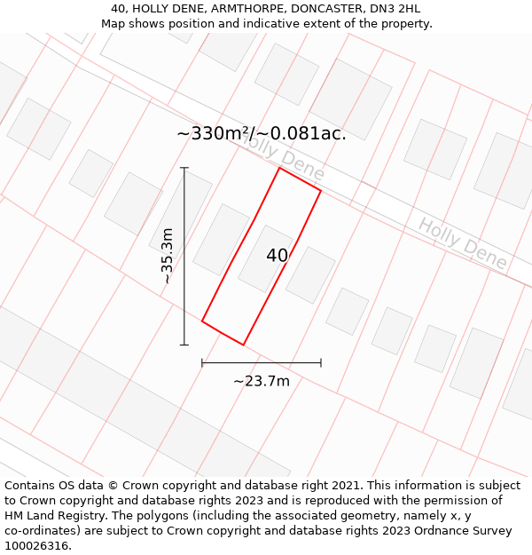 40, HOLLY DENE, ARMTHORPE, DONCASTER, DN3 2HL: Plot and title map