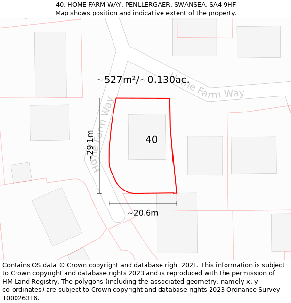 40, HOME FARM WAY, PENLLERGAER, SWANSEA, SA4 9HF: Plot and title map