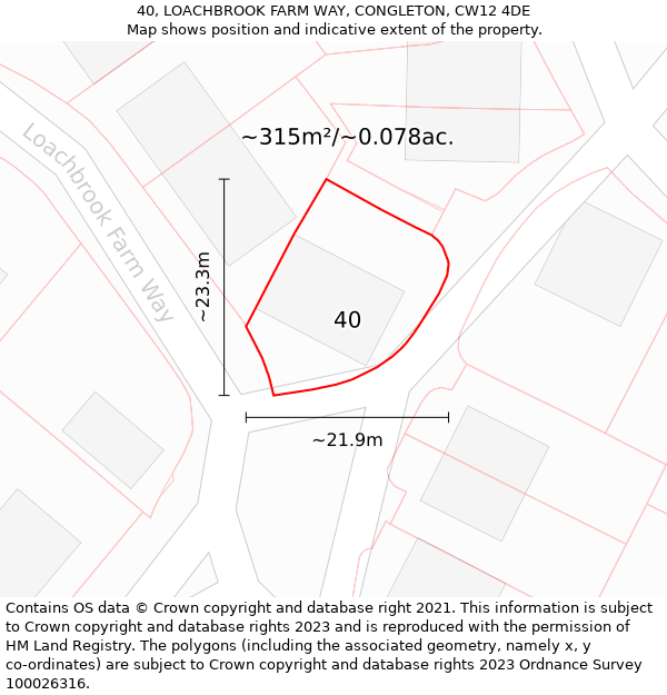 40, LOACHBROOK FARM WAY, CONGLETON, CW12 4DE: Plot and title map