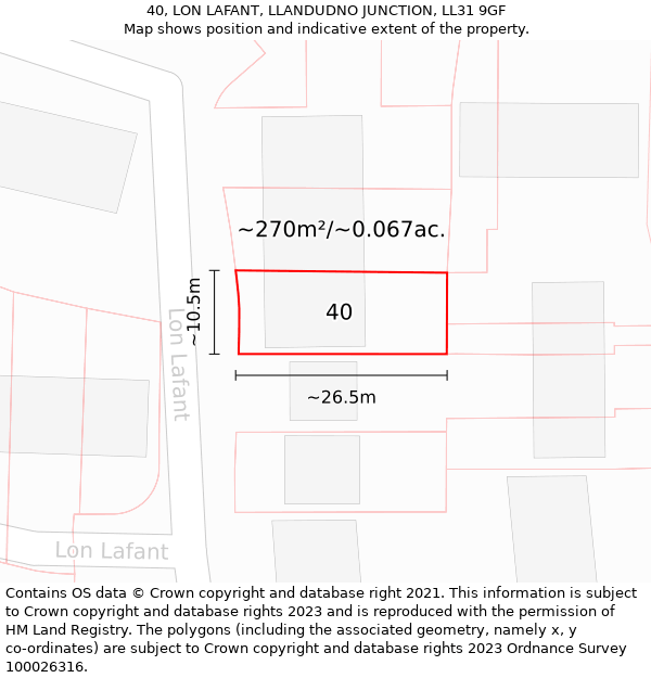 40, LON LAFANT, LLANDUDNO JUNCTION, LL31 9GF: Plot and title map