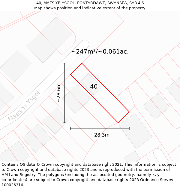 40, MAES YR YSGOL, PONTARDAWE, SWANSEA, SA8 4JS: Plot and title map