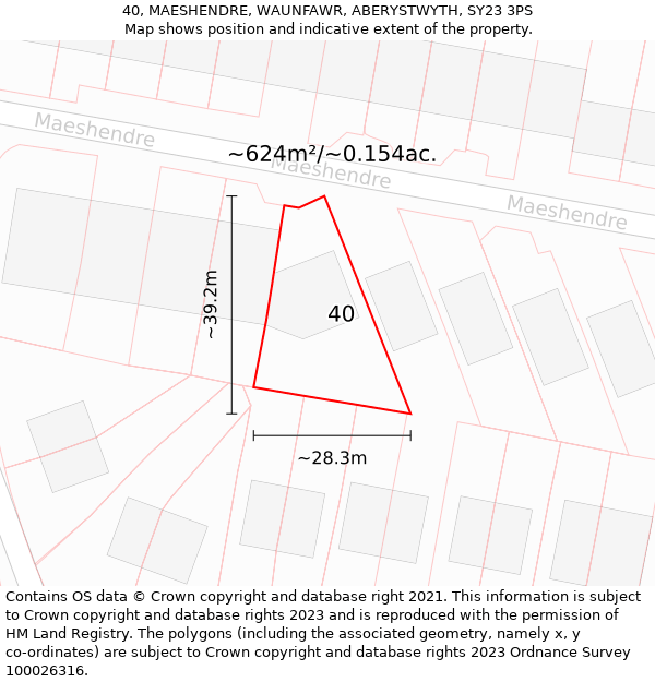 40, MAESHENDRE, WAUNFAWR, ABERYSTWYTH, SY23 3PS: Plot and title map