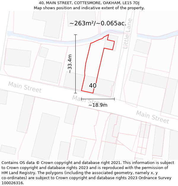 40, MAIN STREET, COTTESMORE, OAKHAM, LE15 7DJ: Plot and title map