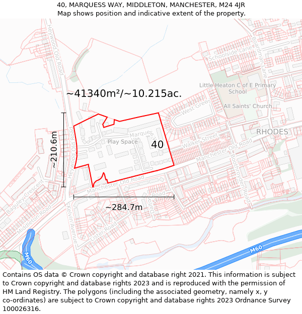 40, MARQUESS WAY, MIDDLETON, MANCHESTER, M24 4JR: Plot and title map