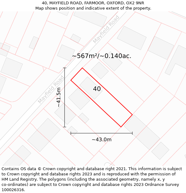 40, MAYFIELD ROAD, FARMOOR, OXFORD, OX2 9NR: Plot and title map