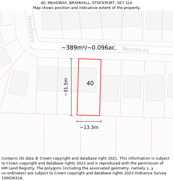 40, MEADWAY, BRAMHALL, STOCKPORT, SK7 1LA: Plot and title map