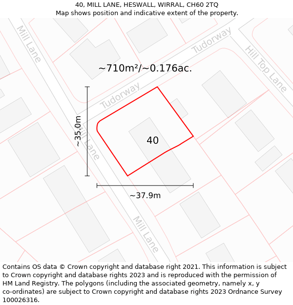 40, MILL LANE, HESWALL, WIRRAL, CH60 2TQ: Plot and title map