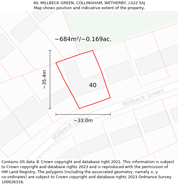 40, MILLBECK GREEN, COLLINGHAM, WETHERBY, LS22 5AJ: Plot and title map