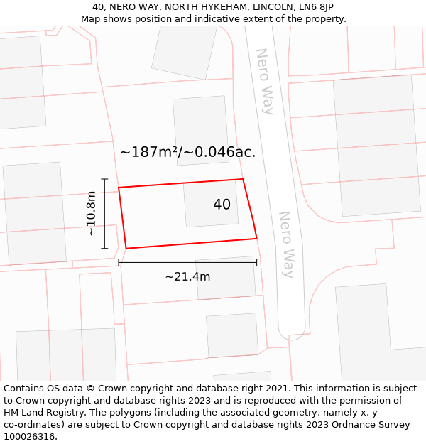 40, NERO WAY, NORTH HYKEHAM, LINCOLN, LN6 8JP: Plot and title map