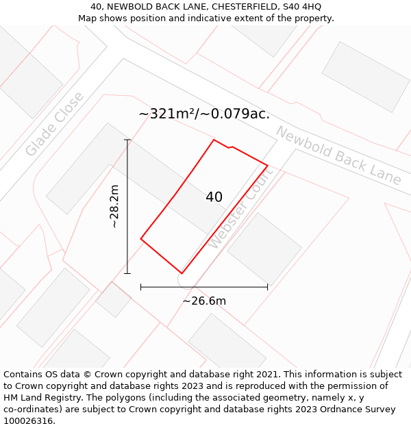 40, NEWBOLD BACK LANE, CHESTERFIELD, S40 4HQ: Plot and title map