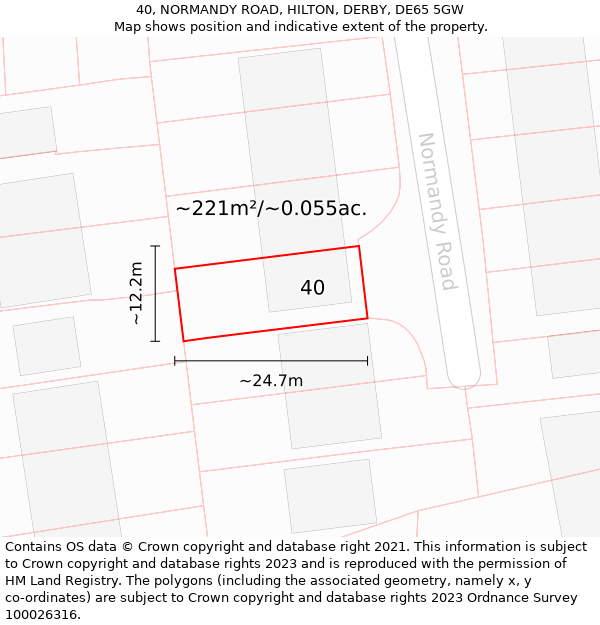 40, NORMANDY ROAD, HILTON, DERBY, DE65 5GW: Plot and title map