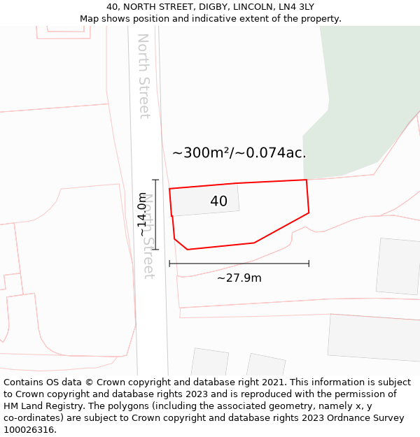 40, NORTH STREET, DIGBY, LINCOLN, LN4 3LY: Plot and title map
