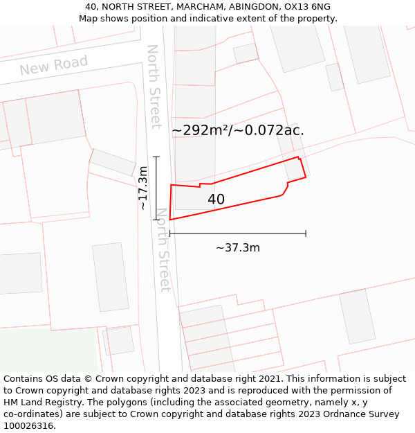 40, NORTH STREET, MARCHAM, ABINGDON, OX13 6NG: Plot and title map