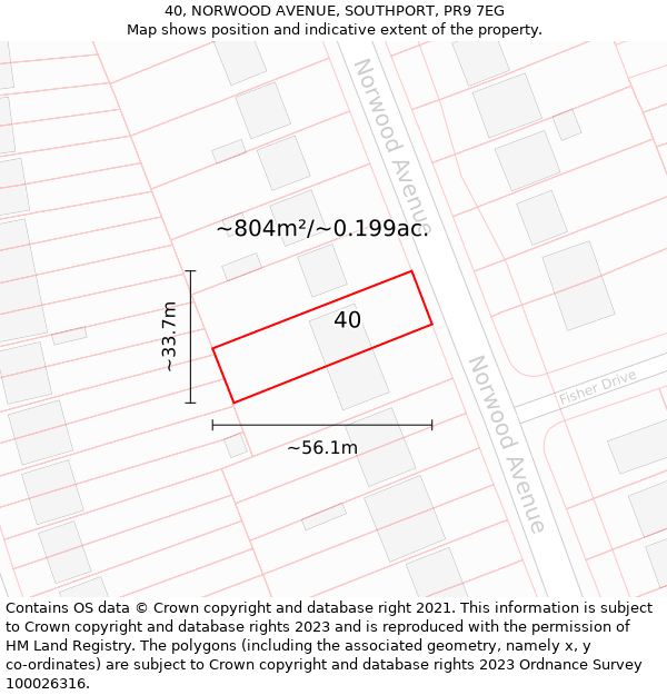 40, NORWOOD AVENUE, SOUTHPORT, PR9 7EG: Plot and title map