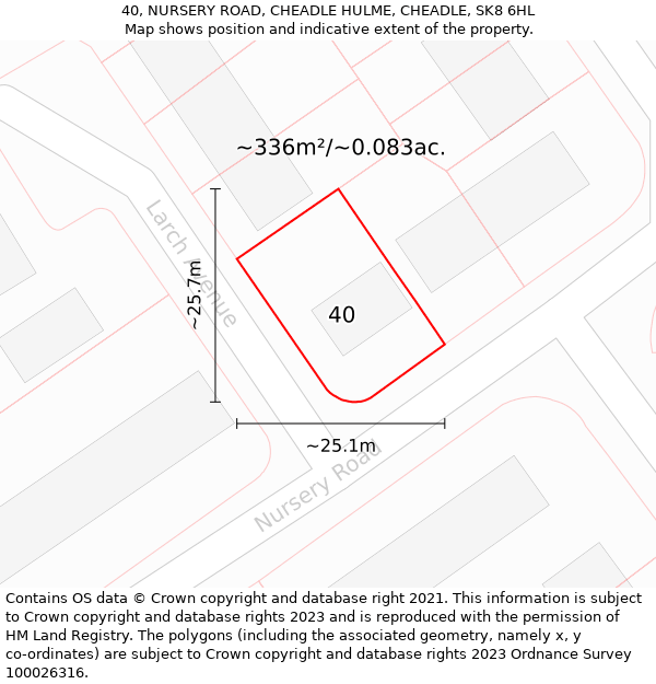 40, NURSERY ROAD, CHEADLE HULME, CHEADLE, SK8 6HL: Plot and title map