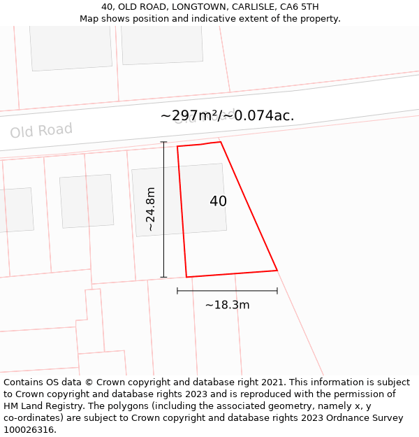 40, OLD ROAD, LONGTOWN, CARLISLE, CA6 5TH: Plot and title map