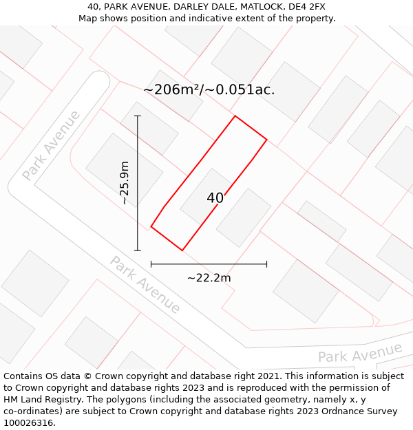 40, PARK AVENUE, DARLEY DALE, MATLOCK, DE4 2FX: Plot and title map