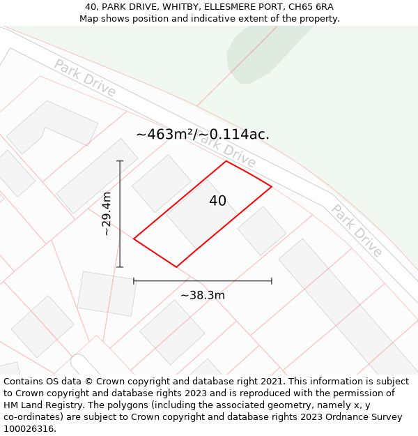 40, PARK DRIVE, WHITBY, ELLESMERE PORT, CH65 6RA: Plot and title map