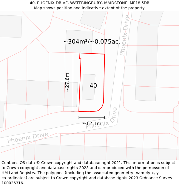 40, PHOENIX DRIVE, WATERINGBURY, MAIDSTONE, ME18 5DR: Plot and title map