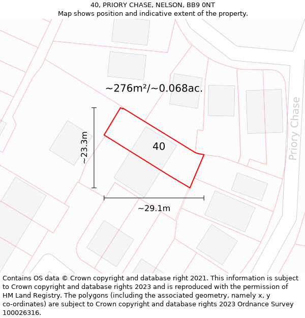 40, PRIORY CHASE, NELSON, BB9 0NT: Plot and title map