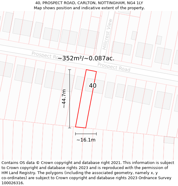 40, PROSPECT ROAD, CARLTON, NOTTINGHAM, NG4 1LY: Plot and title map