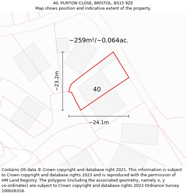 40, PURTON CLOSE, BRISTOL, BS15 9ZE: Plot and title map