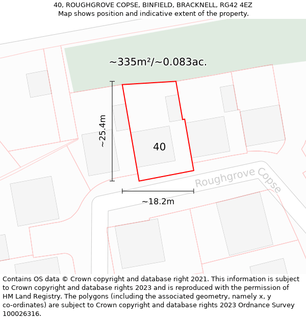 40, ROUGHGROVE COPSE, BINFIELD, BRACKNELL, RG42 4EZ: Plot and title map