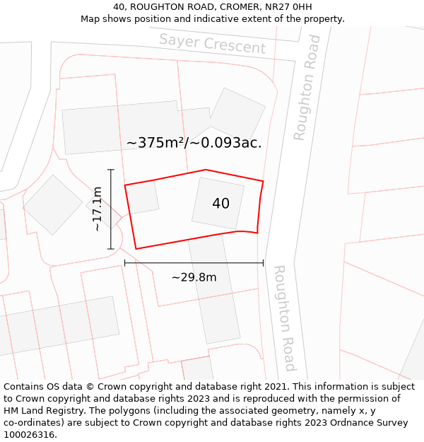 40, ROUGHTON ROAD, CROMER, NR27 0HH: Plot and title map