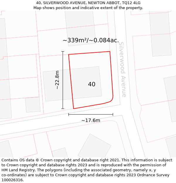 40, SILVERWOOD AVENUE, NEWTON ABBOT, TQ12 4LG: Plot and title map