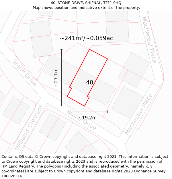 40, STONE DRIVE, SHIFNAL, TF11 9HQ: Plot and title map