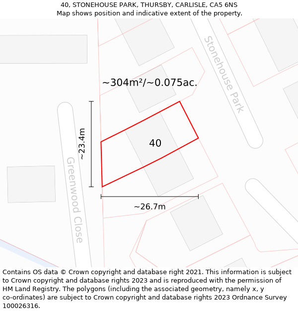 40, STONEHOUSE PARK, THURSBY, CARLISLE, CA5 6NS: Plot and title map