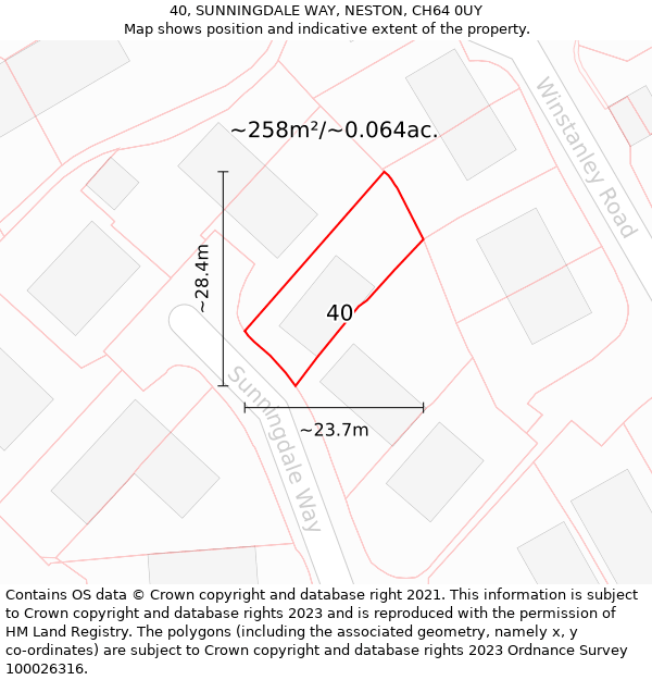 40, SUNNINGDALE WAY, NESTON, CH64 0UY: Plot and title map