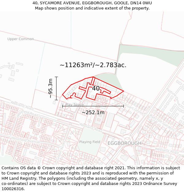 40, SYCAMORE AVENUE, EGGBOROUGH, GOOLE, DN14 0WU: Plot and title map