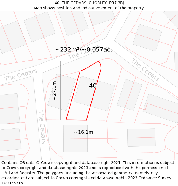 40, THE CEDARS, CHORLEY, PR7 3RJ: Plot and title map