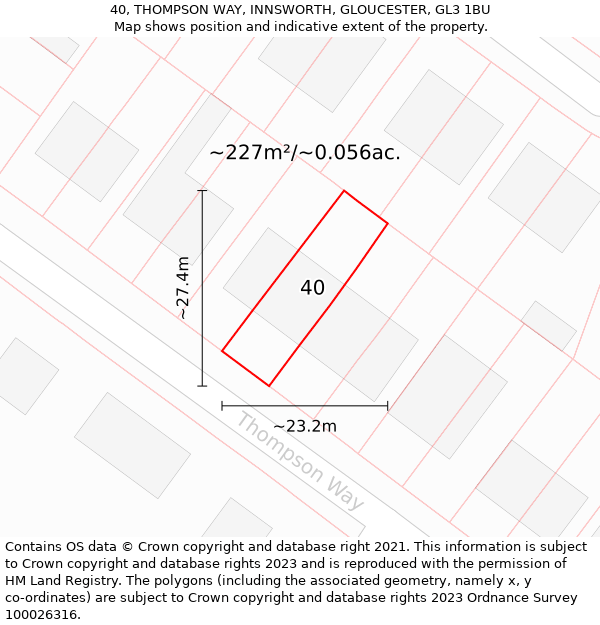 40, THOMPSON WAY, INNSWORTH, GLOUCESTER, GL3 1BU: Plot and title map