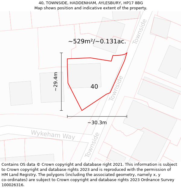 40, TOWNSIDE, HADDENHAM, AYLESBURY, HP17 8BG: Plot and title map