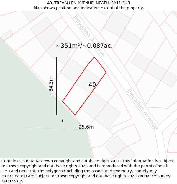 40, TREVALLEN AVENUE, NEATH, SA11 3UR: Plot and title map