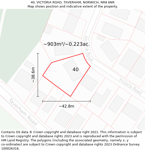 40, VICTORIA ROAD, TAVERHAM, NORWICH, NR8 6NR: Plot and title map