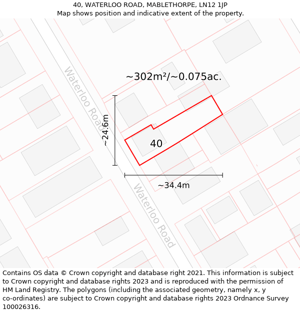 40, WATERLOO ROAD, MABLETHORPE, LN12 1JP: Plot and title map