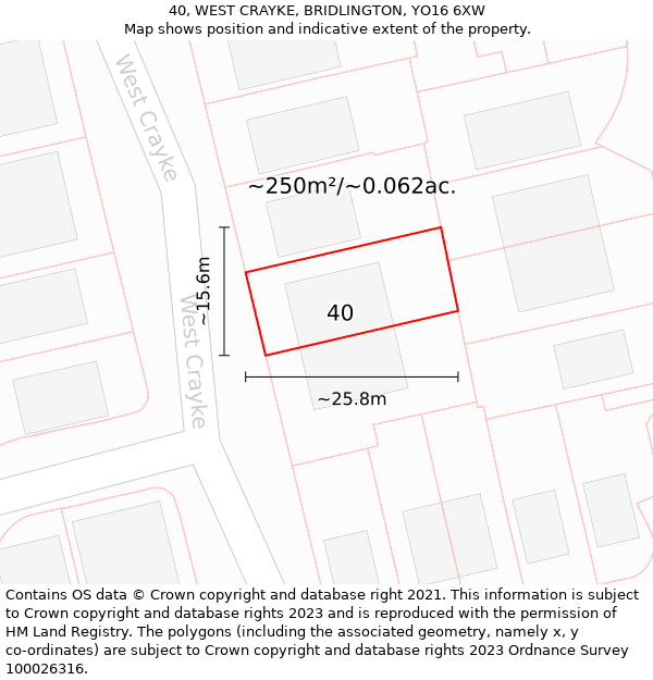 40, WEST CRAYKE, BRIDLINGTON, YO16 6XW: Plot and title map